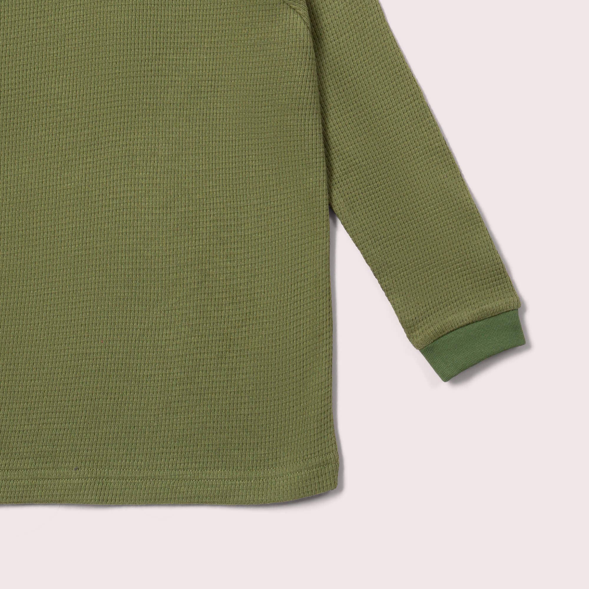 Waffle Long Sleeve Cosy Top in Chive