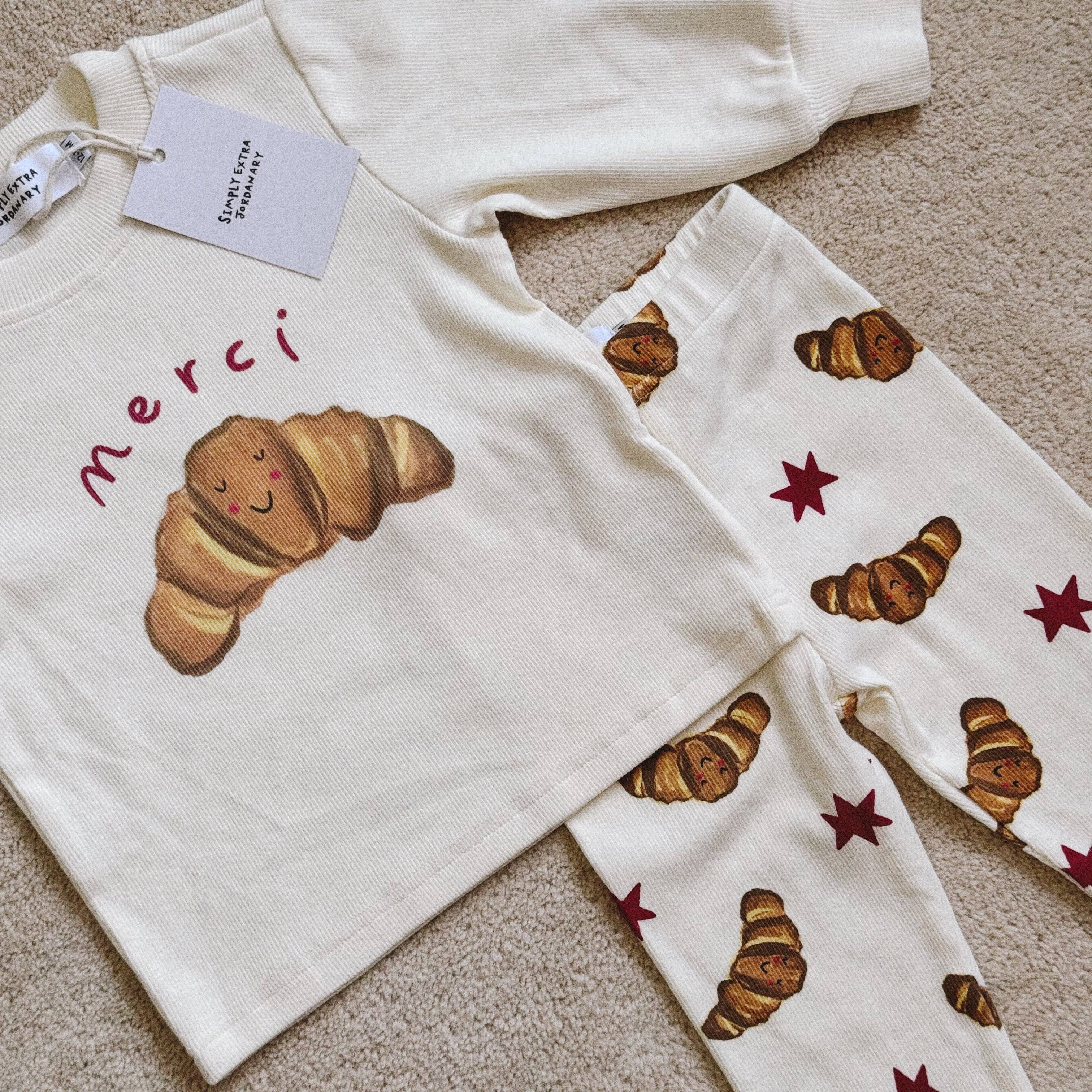 Kids Pyjamas - Merci Croissants Print