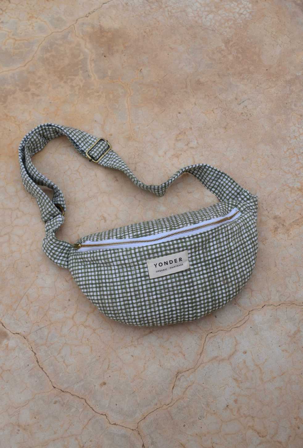 Organic Cotton Bum Bag - Check - Fern