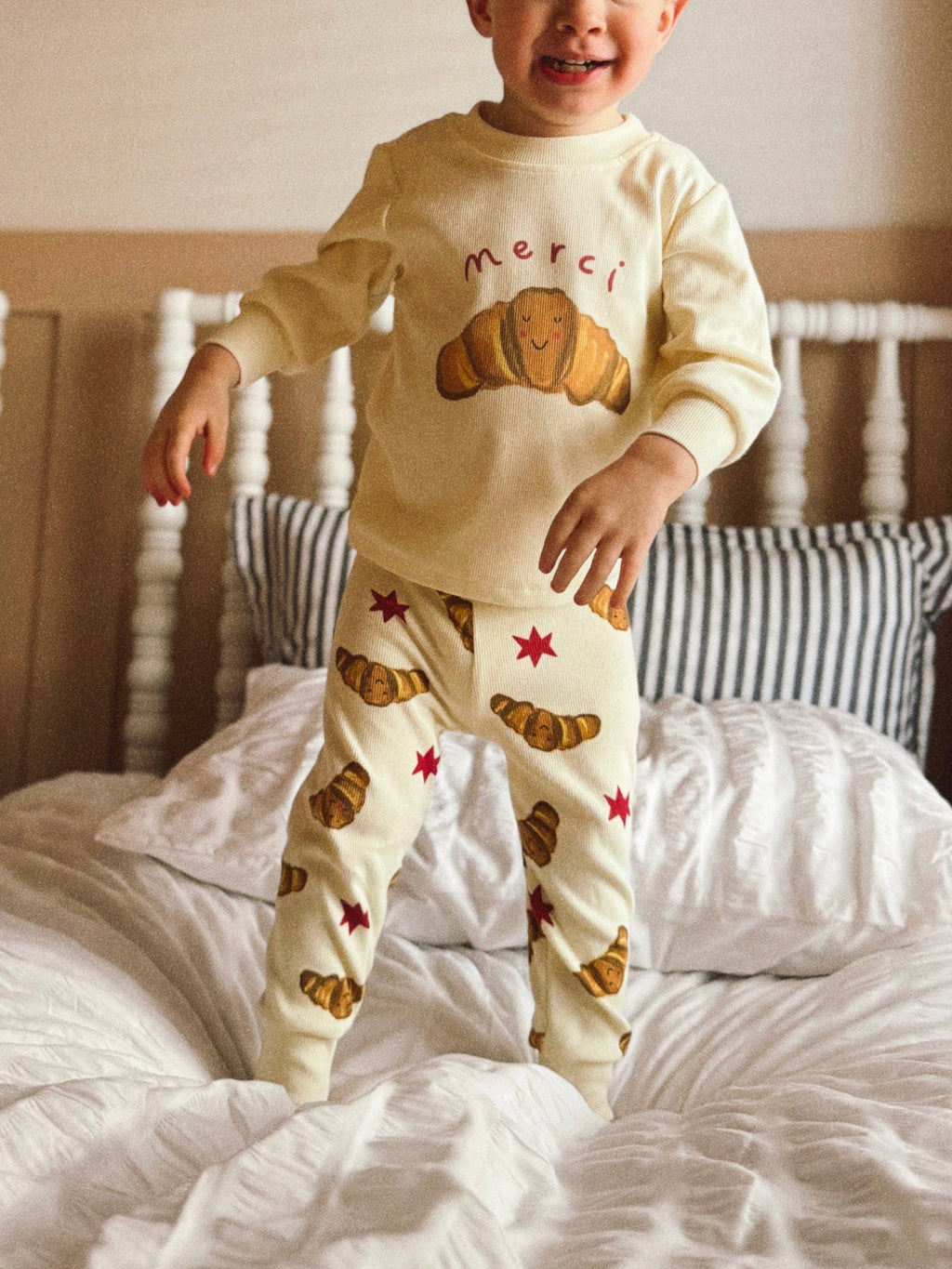 Kids Pyjamas - Merci Croissants Print