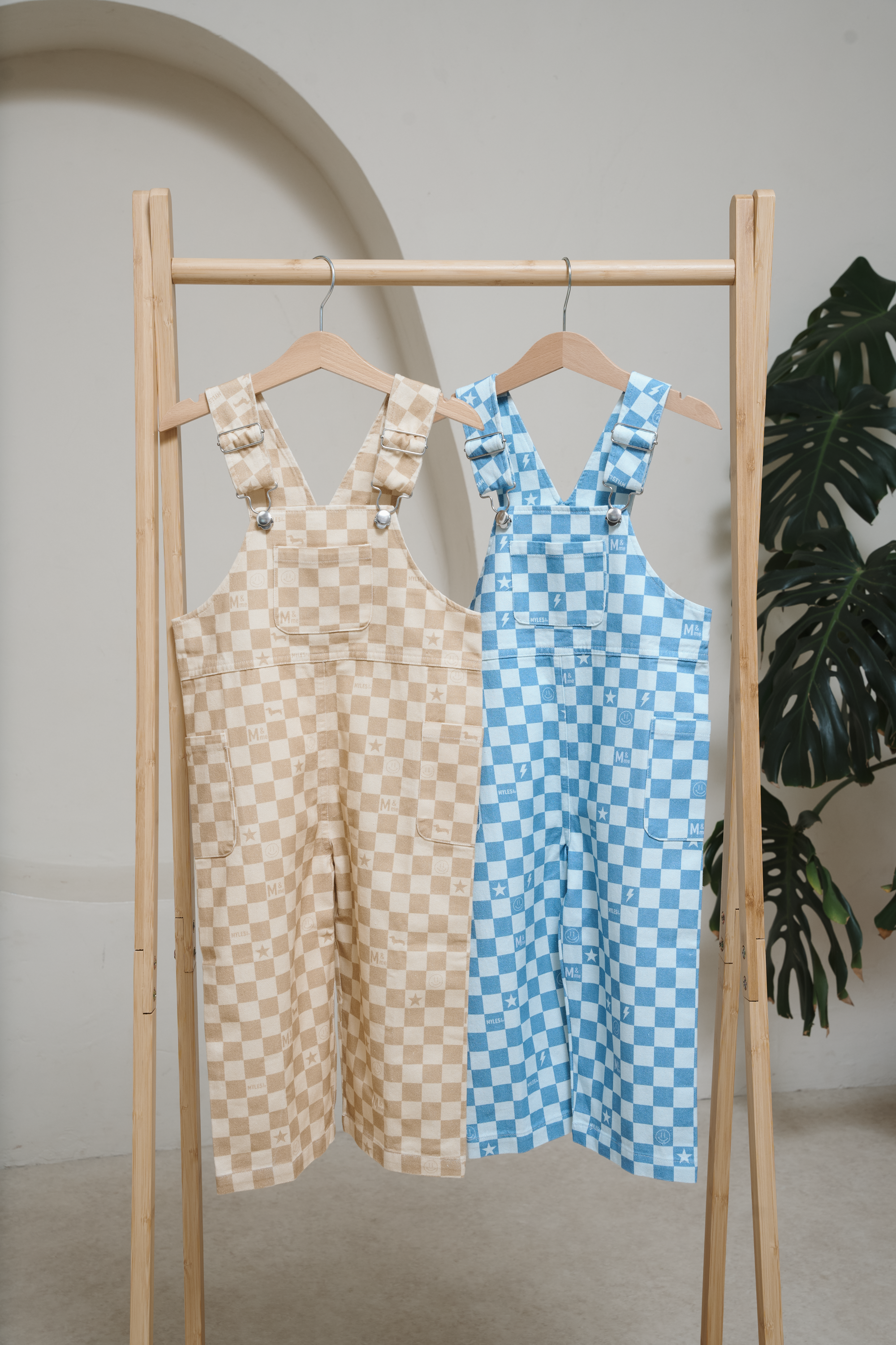 Myles & Me Dungarees - Sands Check