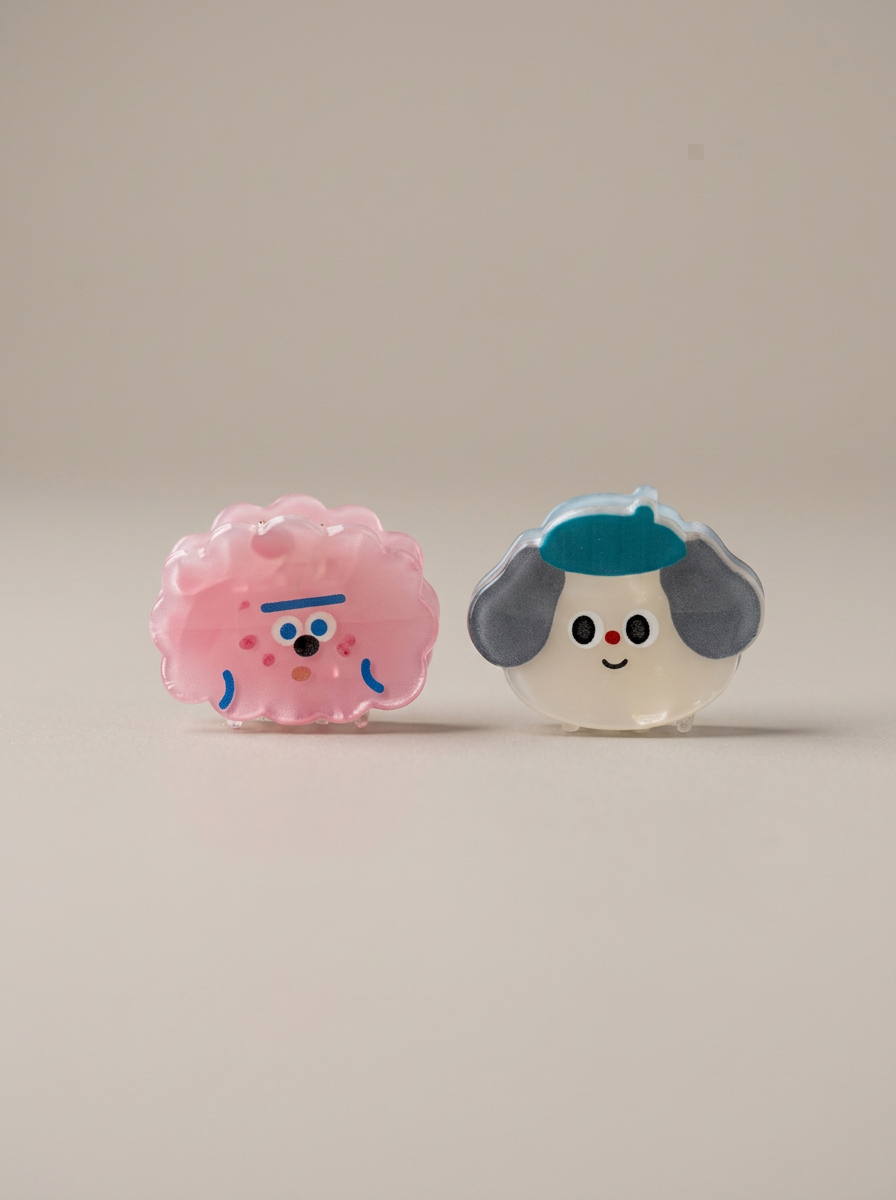 Kids Hair Clips - Pink Dog