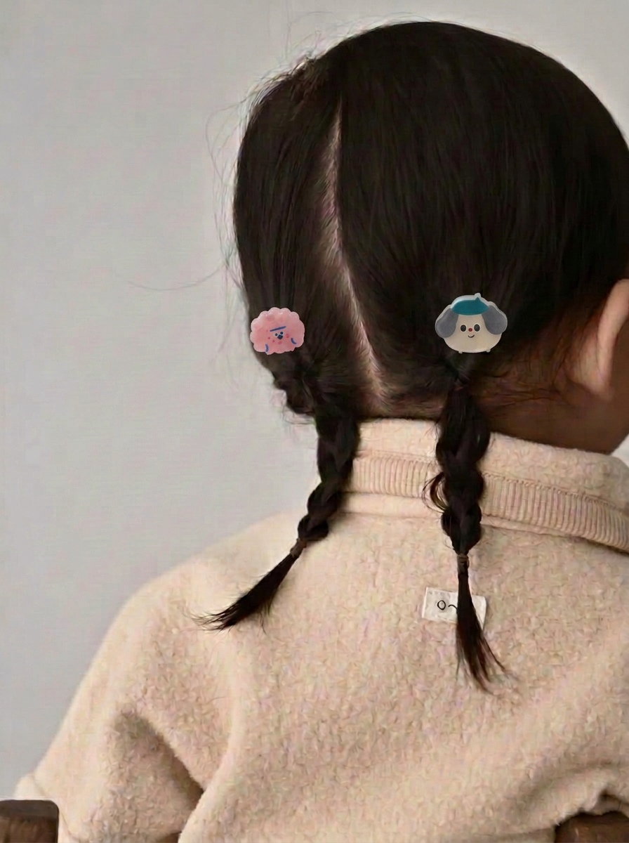 Kids Hair Clips - Pink Dog
